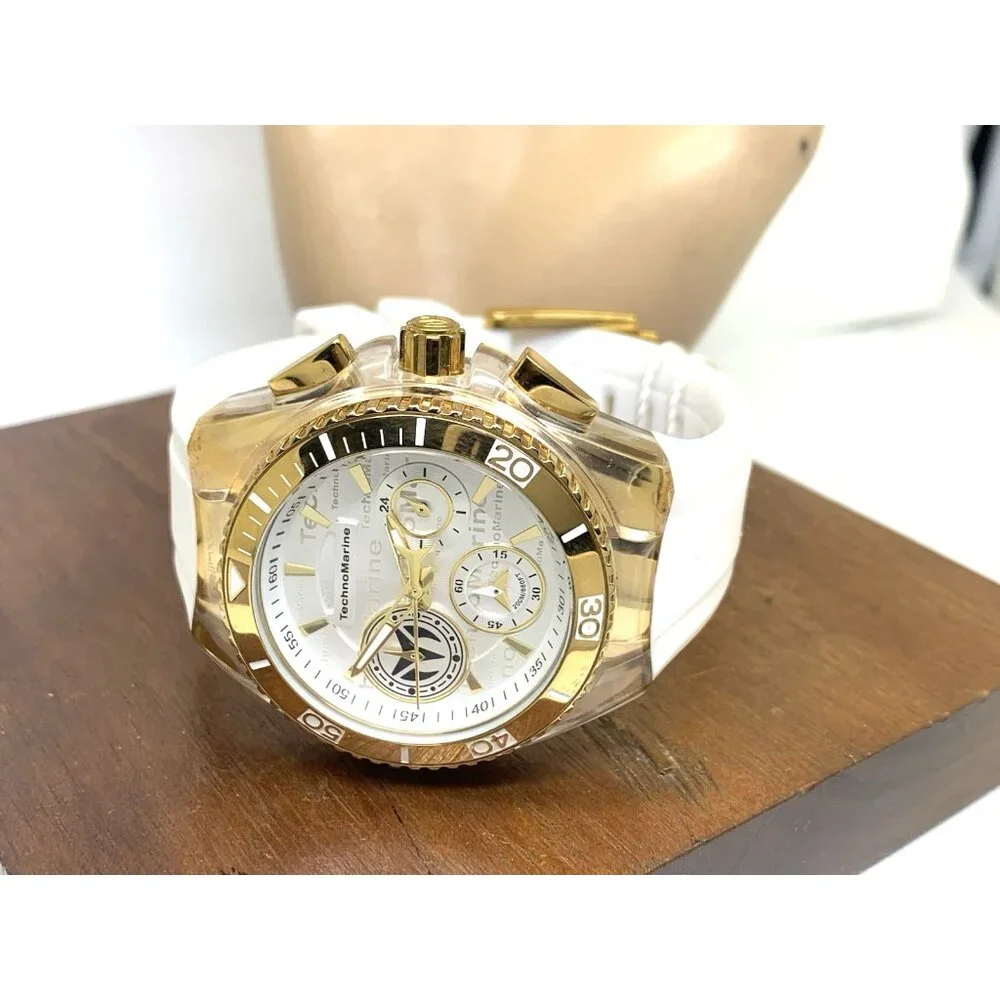 Technomarine Women's Watch TM-118133 Quartz Silver Gold White Rubber Strap 40mm
